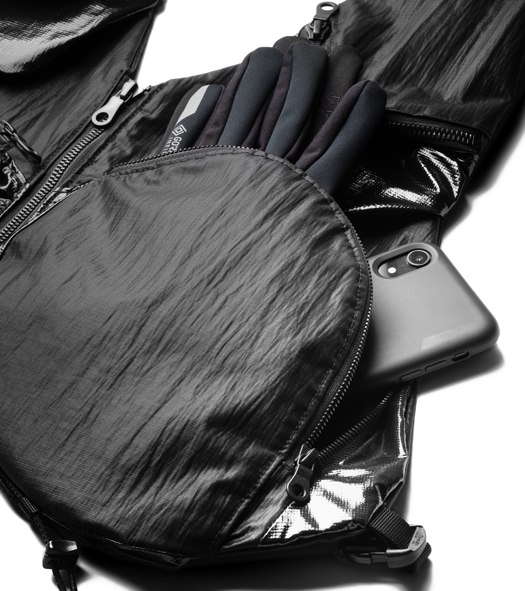 ohga 3way vest 黒　新品未使用 40/- GAUZE FLEECE RE FRONT OPEN VEST(FREE SIZE BLACK
