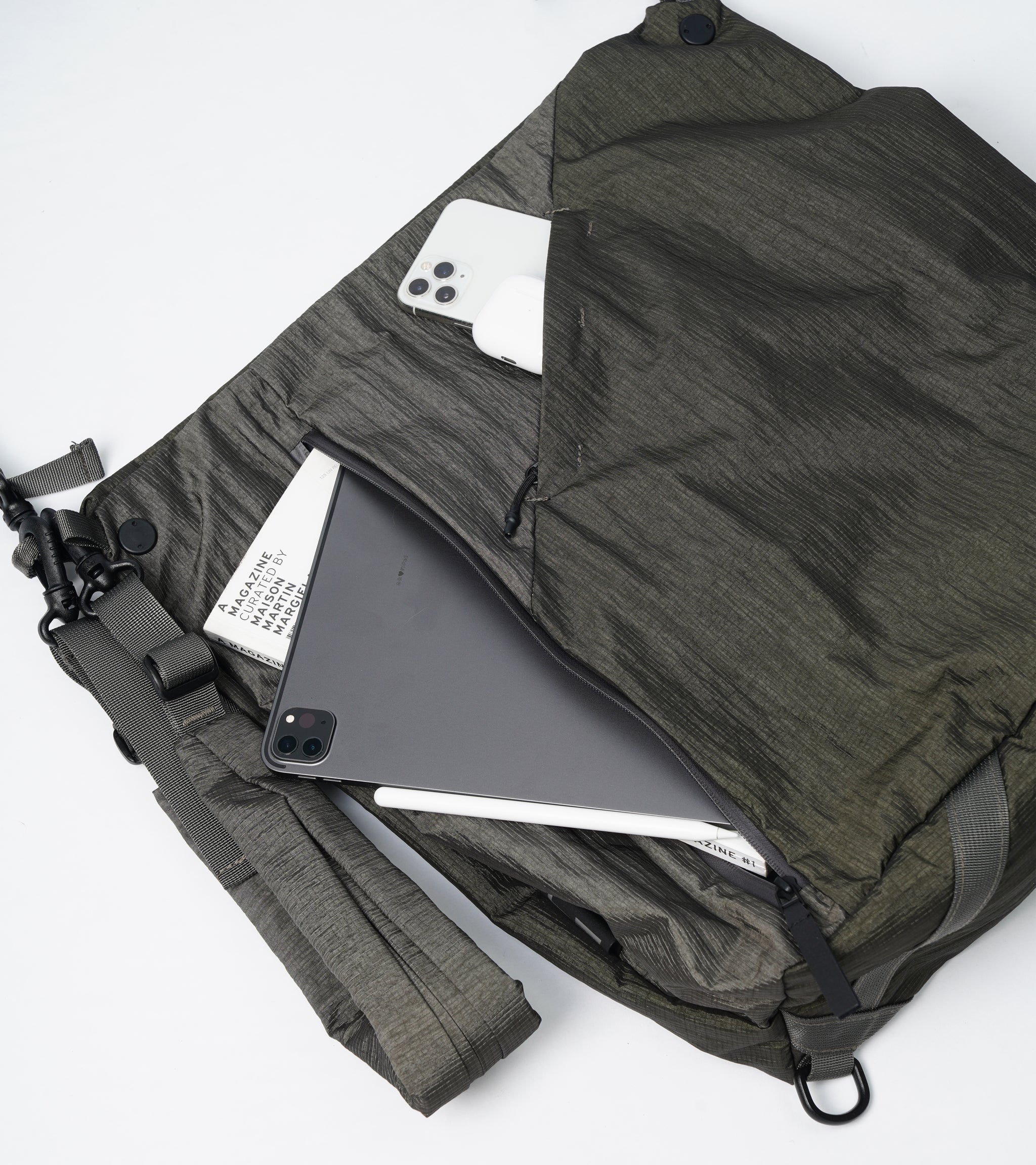 TE | ECOYA® TWO-TONE 3-WAY MESSENGER BAG - OLIVE / GRAVEL